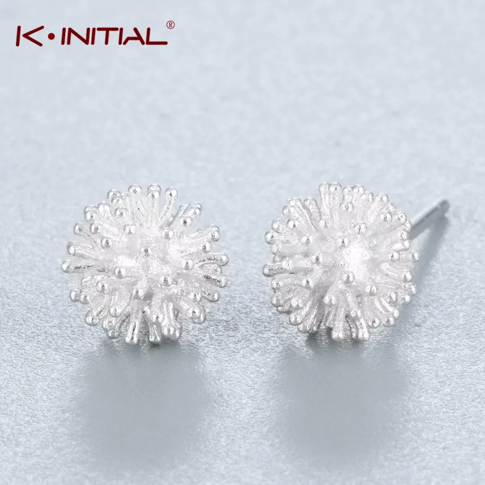 

Kinitial Fashion Geometry Round Ears Stud Earring Silver Fluff Ball Earrings Lovers Personality Adornment Friend Gift Jewelry