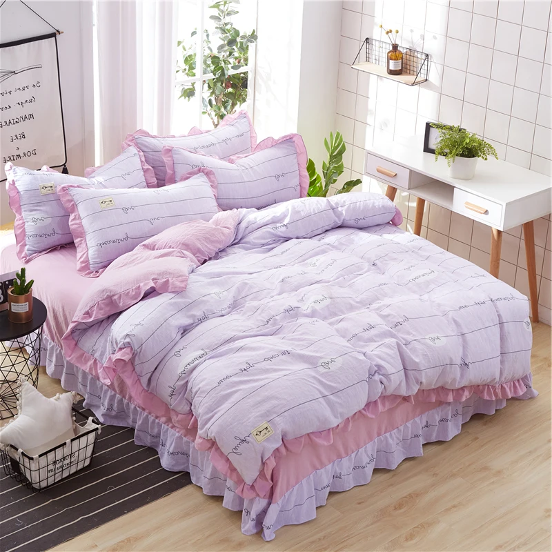 Purple Ruffled Bedding Set 2018 Bedding Set Kids Modern Bed Linen