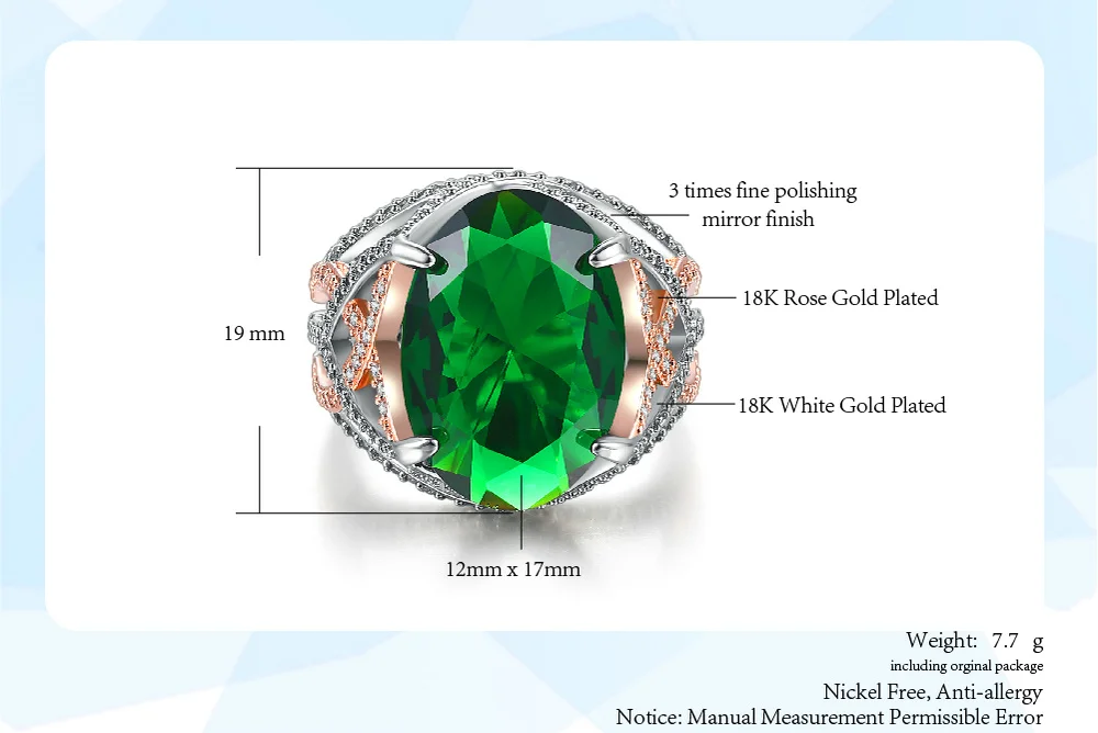 От Double Fair стильный дизайн большое кольцо инкрустированные Большой овальный Зеленый хрустальный камень кольца для Для женщин Серебряный Цвет Свадебные украшения DFYG048