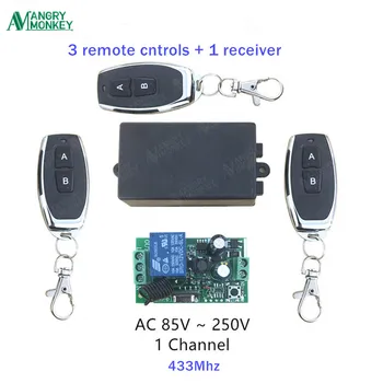 

433Mhz Universal Wireless Remote Switch AC 110V 220V 1 Channel Relay Receiver Module and 3 peices RF 433 Mhz Remote Controls