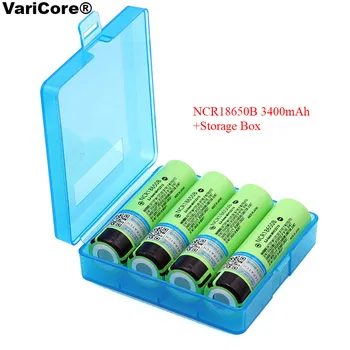 

4PCS VariCore New Original 18650 NCR18650B Rechargeable Li-ion battery 3.7V 3400mAh For Flashlight batteries + Storage box