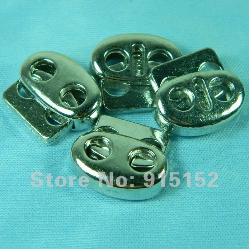 

2 holes metal silver spring, cord lock, spring stopper, cord stopper 50 pcs/lot, free shipping