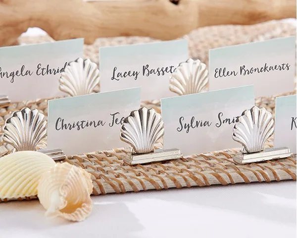 Us 108 0 200pcs Lot Wedding Accessory Silver Plated Shell Place Card Holder Bachelor Party Supplies Bachelorette Favors Free Shipping In Party