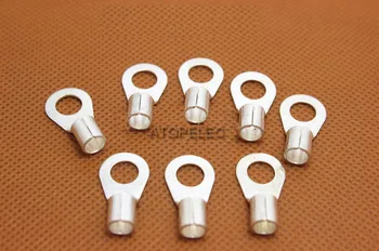 

10pcs 6-6 Ring Crimp Silver Plated Brass Terminal Connector for 10AWG Wire Aperture 6mm Hole