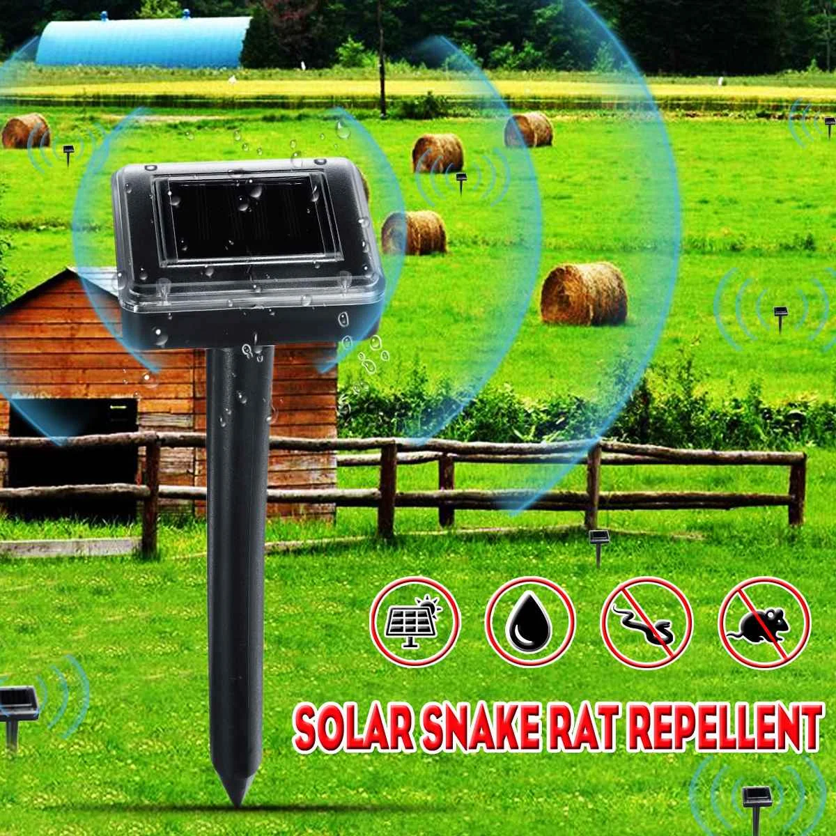 

Solar Outdoor Mouse Snake Repelling Solar Energy Charging Ultrasonic Vibration Lawn Garden Farm Courtyard Rain Proof