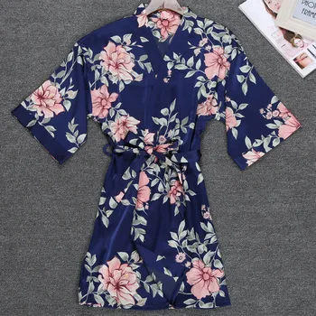 

2019 Women BathRobe Summer Night Robe Print Pajamas Sleepwear Nightwear Robe Half Sleeve Plus Size Femme Sleep Beach Spa Clothes