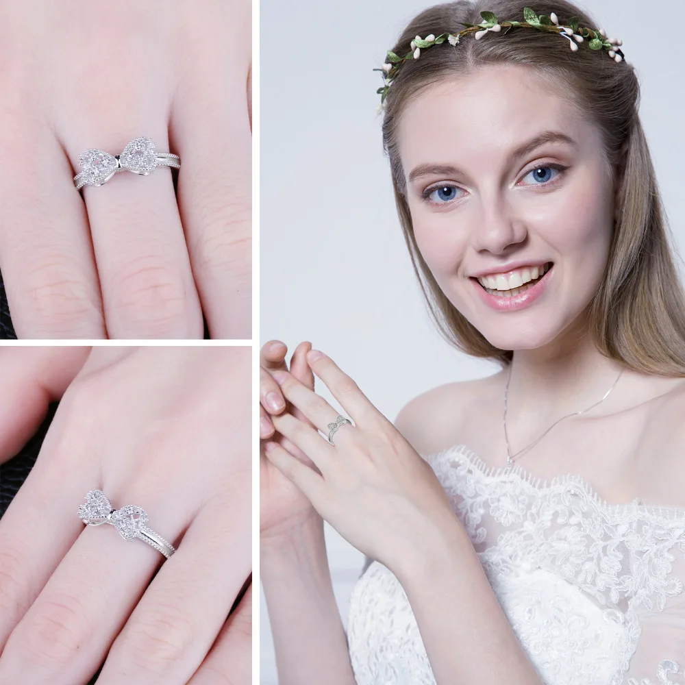 JewelryPalace лук кубического циркония юбилей обручальное кольцо для женщин Soild 925