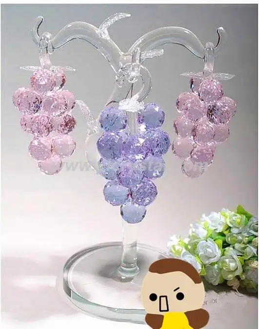 

nice clear new grape shape crystal grape tree statue with base