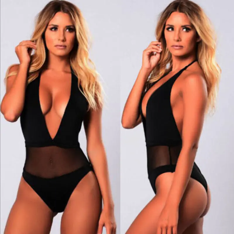 2018 New Black Mesh Bathing Suit Sexy Womens Bikini Set Push Up Bandage