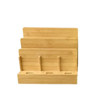

Newly Multi-Device Bamboo Charging Station Dock & Organizer Storage Box for ipad air 2 iPhone 7 Plus MacBook 8