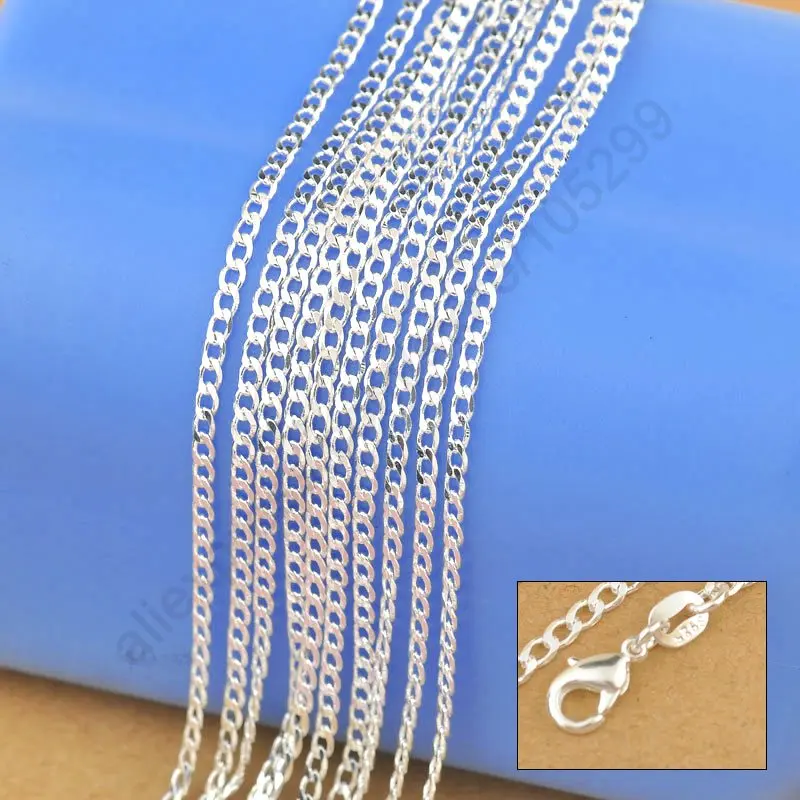 

PATICO Men's Jewellery Real 925 Sterling Silver Jewelry Curb Necklaces Chains For Pendant With Lobster Clasps 16-30"