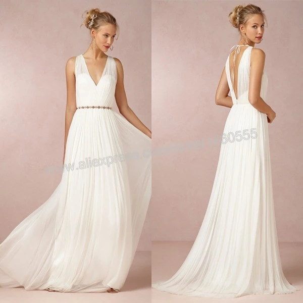 plain white floor length dress