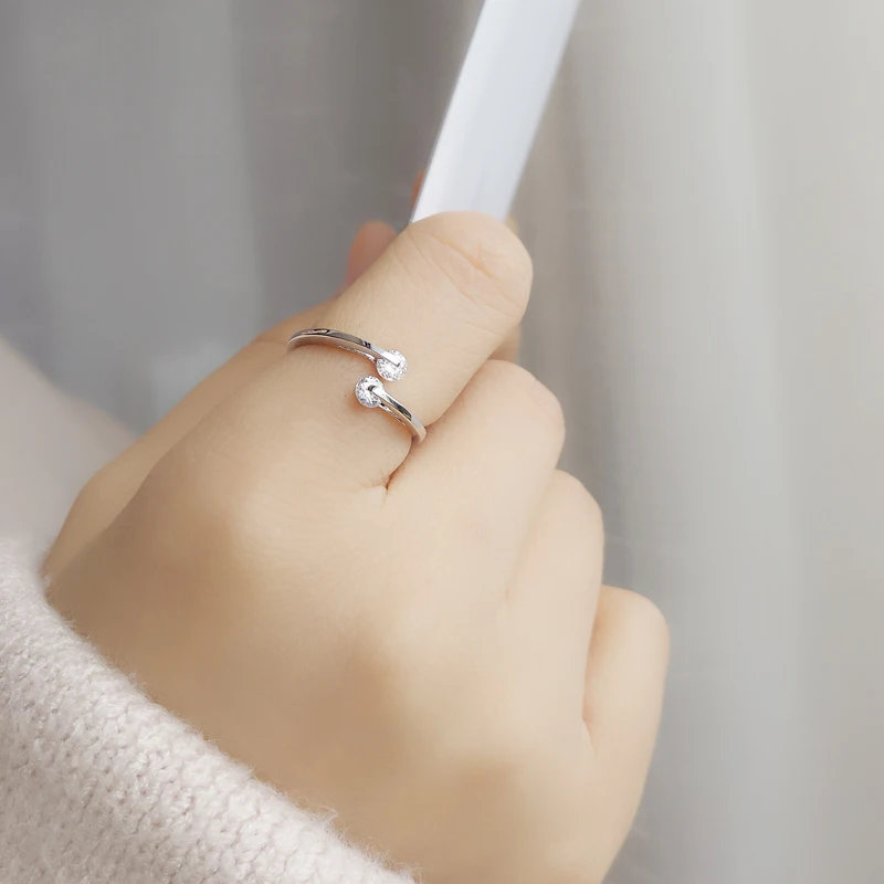 

Korean Style New 925 Sterling Silver Zirconia Rings For Women Wedding Jewelry Statement Adjustable Retro Ring Anillos Anelli