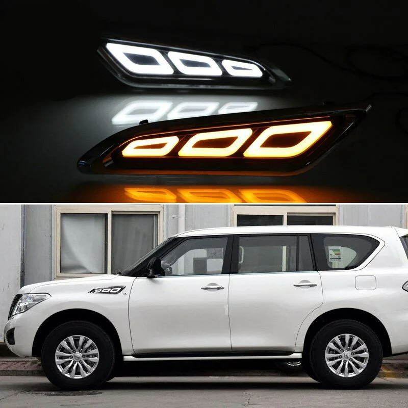 Для Nissan Patrol 2016 2017 2018 светодиодный боковое крыло дневного света DRL с желтой