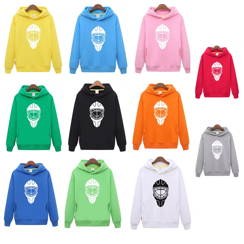 

COLDINDOOR Free Shipping Cheap Youth Monochrome Hockey Hoodie with Hockey Mask Pattern
