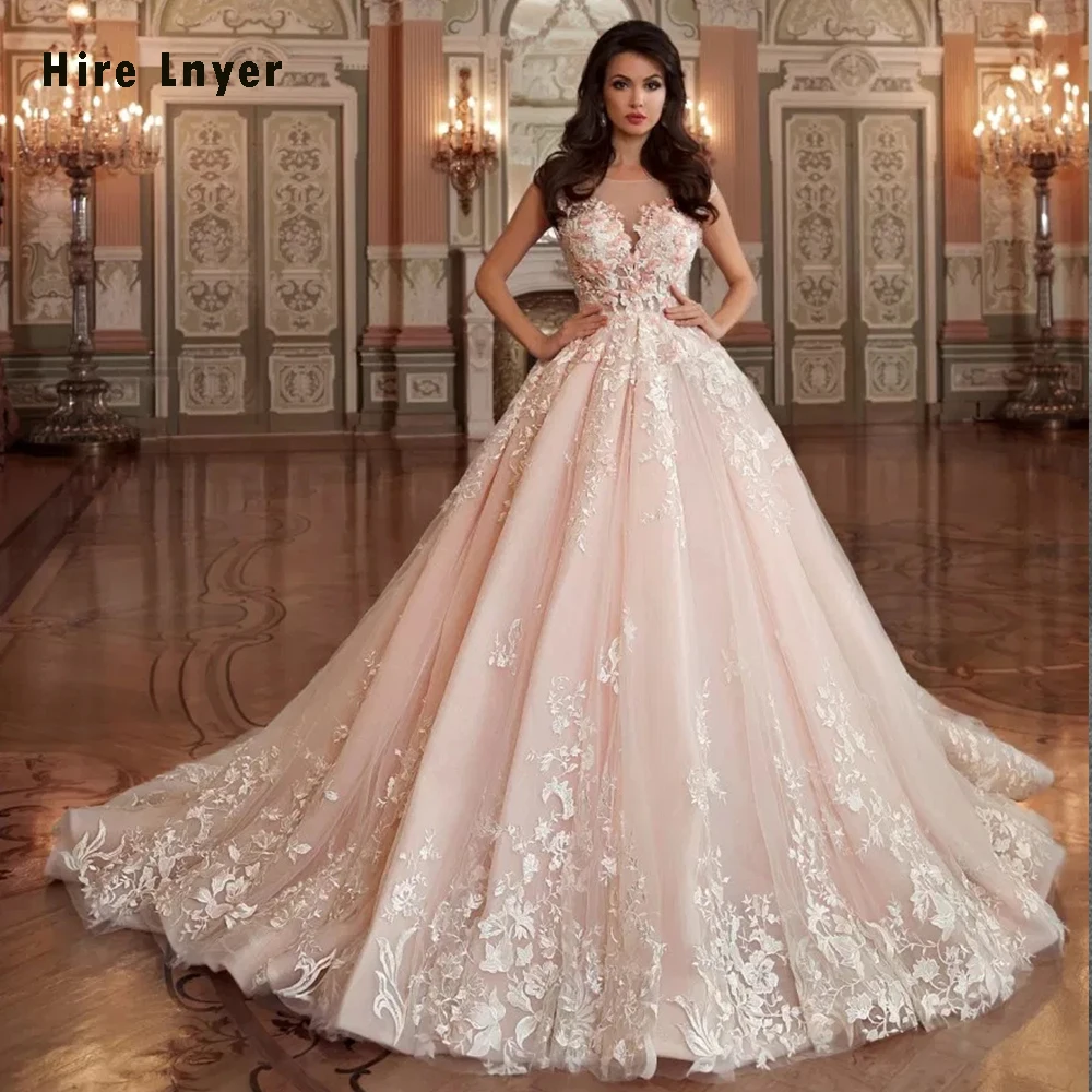 Vestido De Noiva Princesa/ Новое поступление, кружевное бальное платье принцессы с аппликацией из бисера, свадебные платья размера плюс с подъюбником