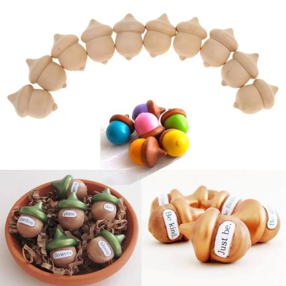 

LanLan Acorn Shape Wooden Peg Dolls Unfinished Paint DIY Crafts Home Decor 10PCS/Set
