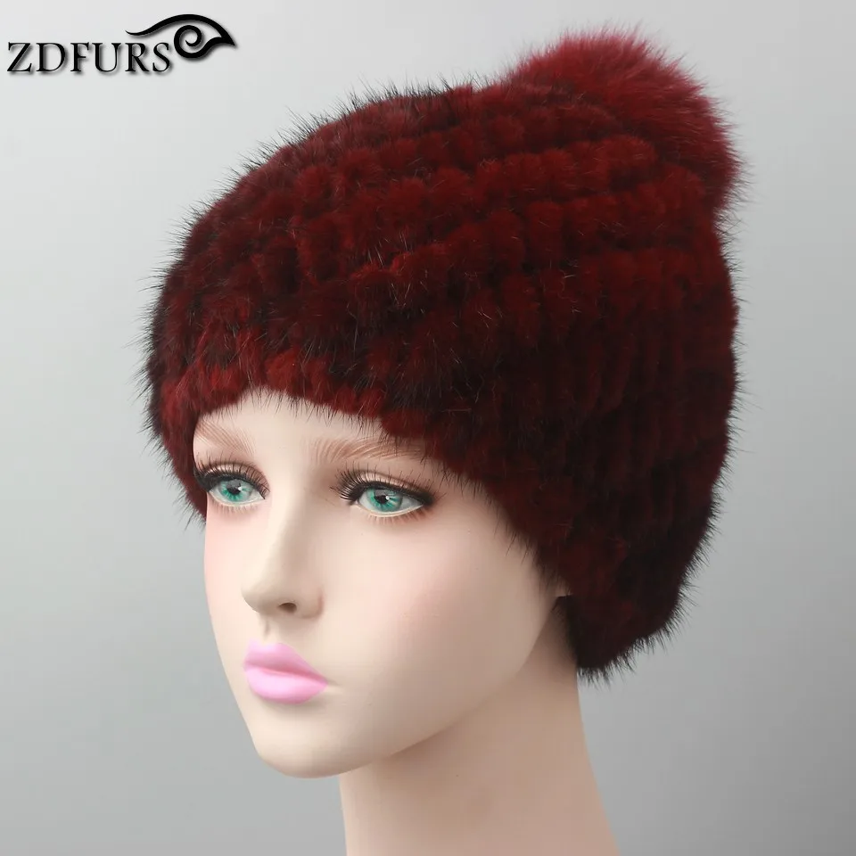 Лидер продаж 2020 женские зимние вязаные шапки FXFURS из искусственного меха норки