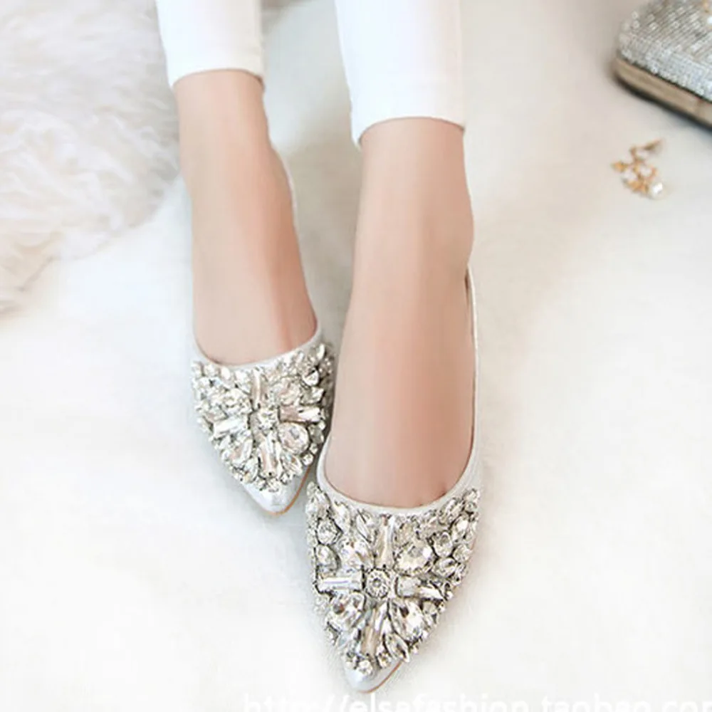 Spring Women Shoes Fashion Women Ballet Shoes Bling Rhinestone Women Flats Princess Shiny Crystal Wedding Shoes Women's Loafers