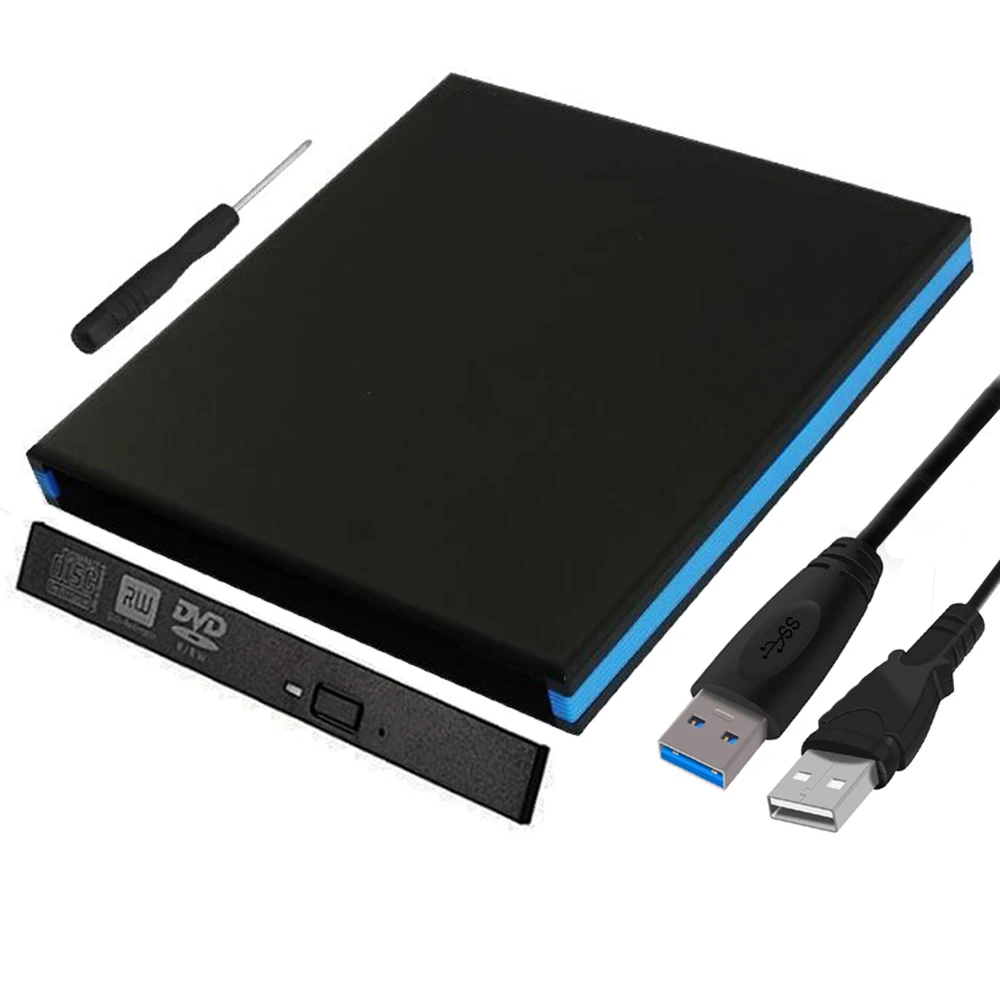 12,7 мм USB 3,0 DVD привод Внешний Оптический привод Корпус SATA к USB Внешний чехол для ноутбука ноутбук без привода hp DELL