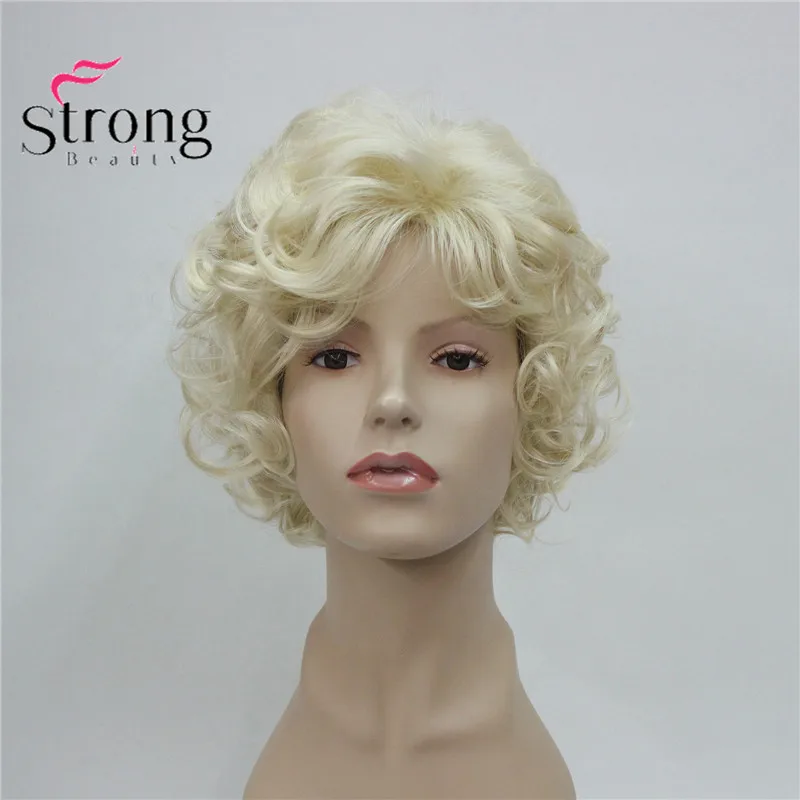 StrongBeauty короткий Мягкий Лохматый слоистый милый блонд кудрявый волнистый короткий синтетический Женский Повседневный Полный парик