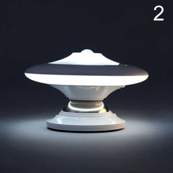 

High Quality Motion Sensor Night Light Rotating LED UFO Shape Lamp with USB Battery Powered Wardrobe Nightlight VE