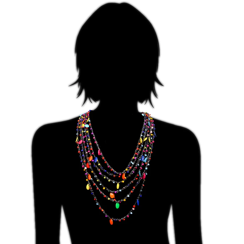 8 цветов богемский стиль бусины кулон чокер ожерелье этническое модное ювелирное изделие многослойная веревочная цепь массивное ожерелье для женщин