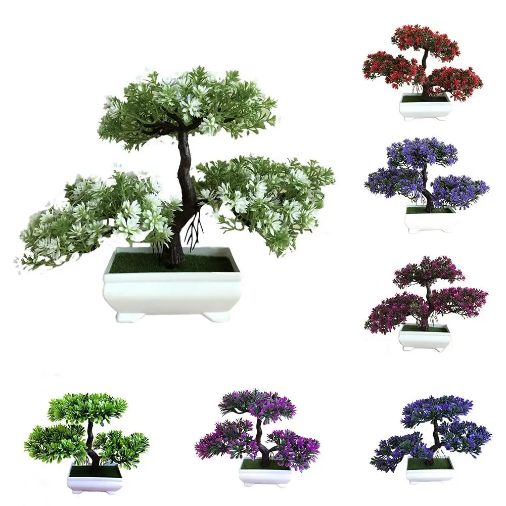 

Ganoderma Tree Lotus Pine Tree Simulation Plant Flower Bonsai Set Small Potted Green Plant Home Decor Table Top Decoration Craft