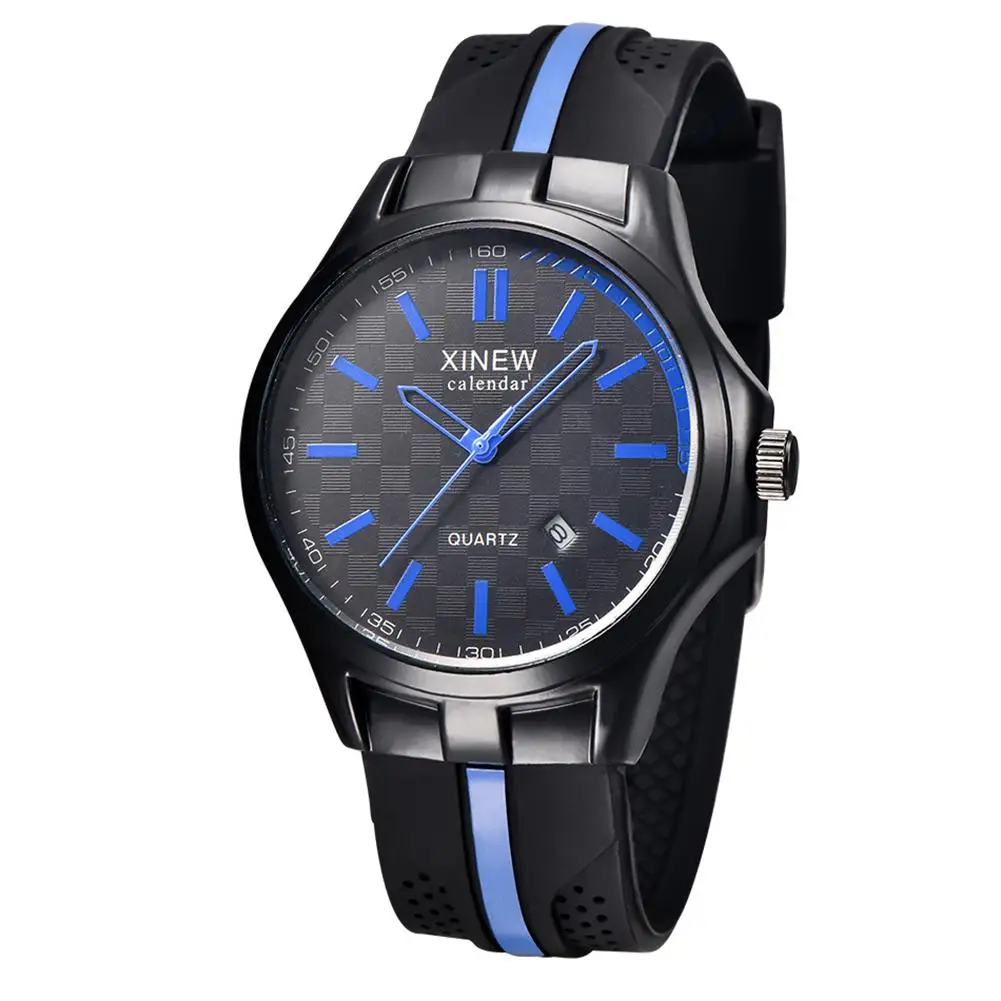 

Sports Men Calendar Round Dial Soft Silicone Band Analog Quartz Wrist Watch erkek kol saati