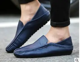 Новинка года; Мужская обувь из искусственной кожи в горошек; дышащая мужская обувь; Повседневная Удобная обувь Lok Fu; повседневная обувь для вождения из черной кожи - Цвет: blue