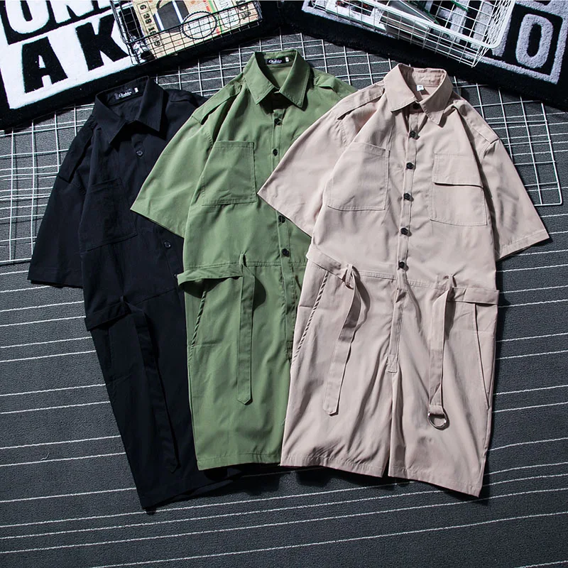 Летние новые модные корейские повседневные шорты комбинезоны мужские Свободные Комбинезоны Молодежные дикие Комбинезоны размер S-2XL