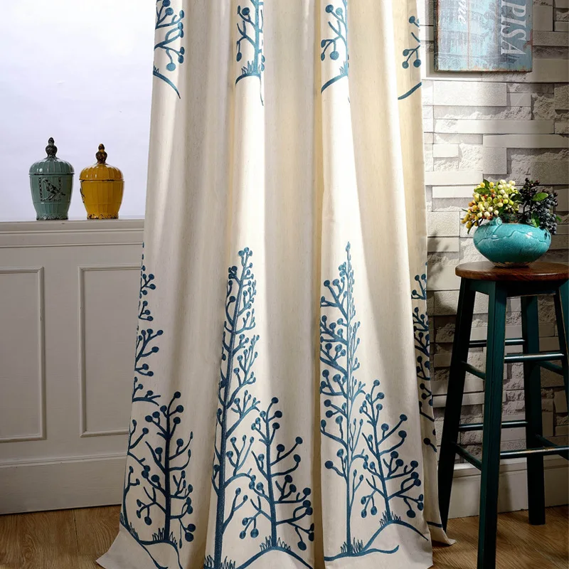 embroidered linen curtains