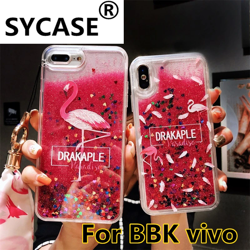 SYCASE Flamingo Embossed Shell For vivo X9 Plus X9S X20 X21 UD Y66 Quicksand Powder Transparent Bottom Protective Case |