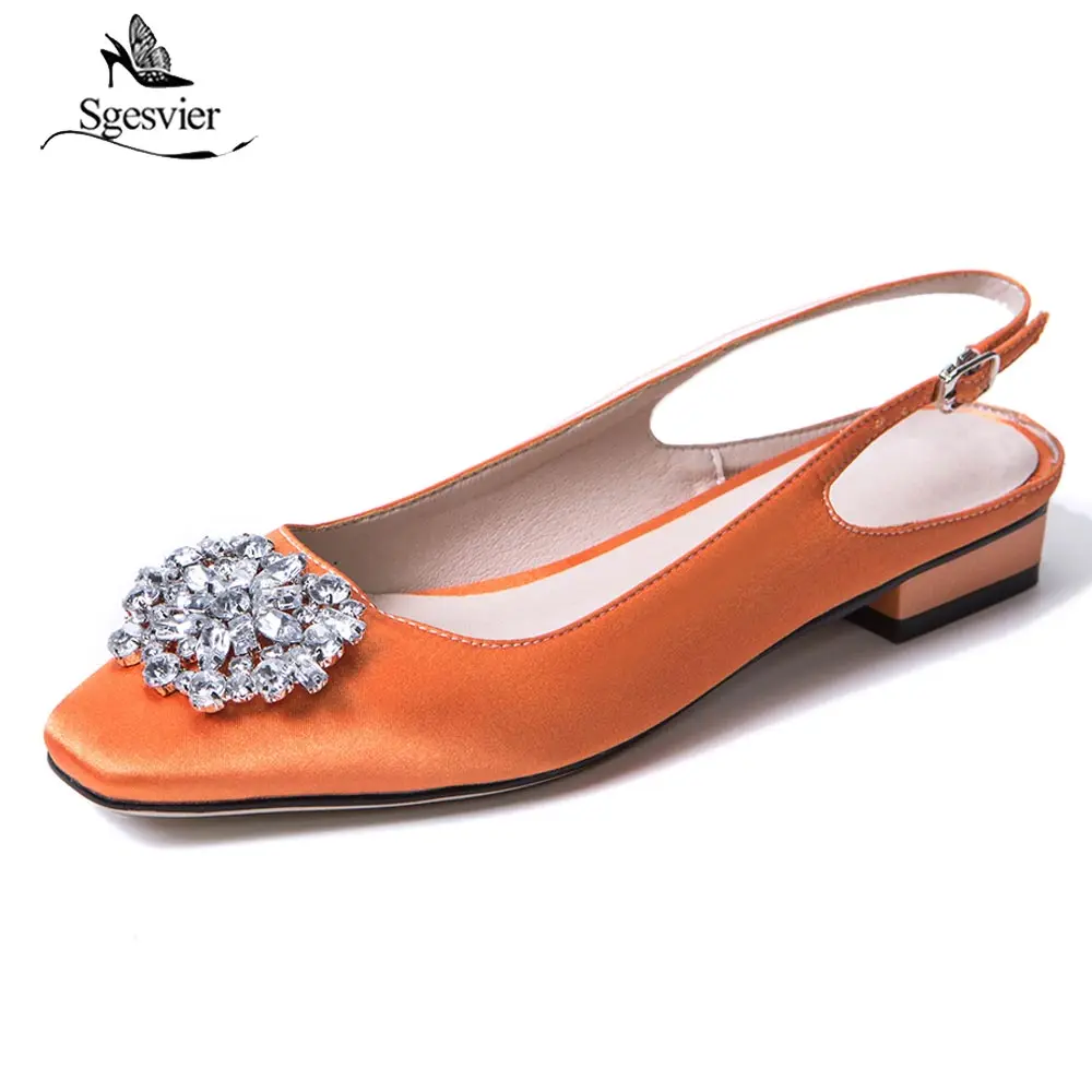 

Sgesvier Women Pumps Square Low Heel Platform Rhinestone Square Toe Back Straps PU Leather Ladies Wedding Dress Party Shoes B597