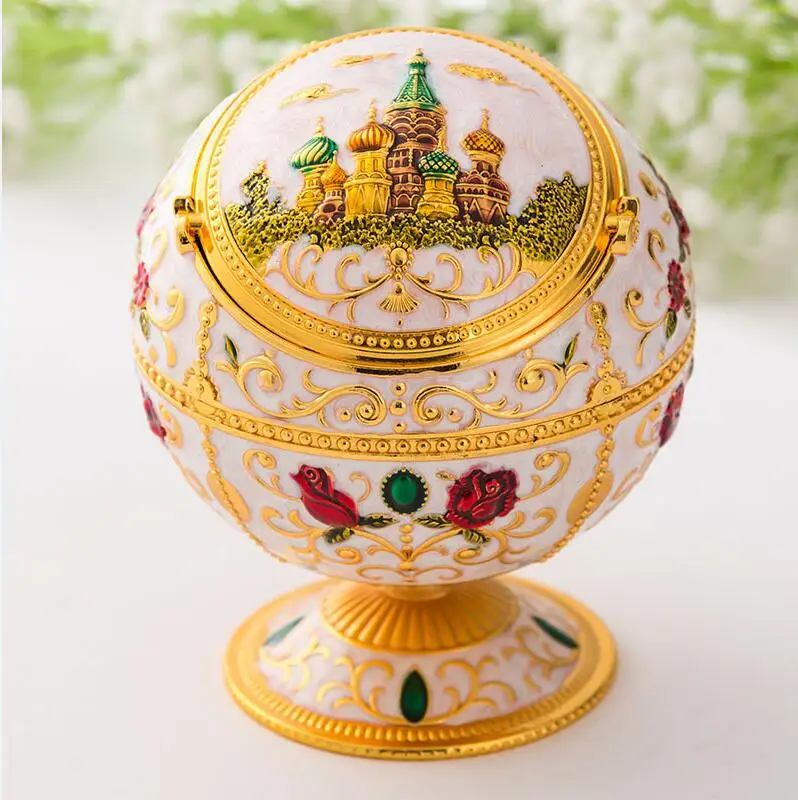 Gold Castle Европейский Креативный Глобус пепельница с крышкой модная Личность многофункциональная Золотая Роза замок комната пепельница в стиле «Ретро» домашний декор - Цвет: Gold Castle