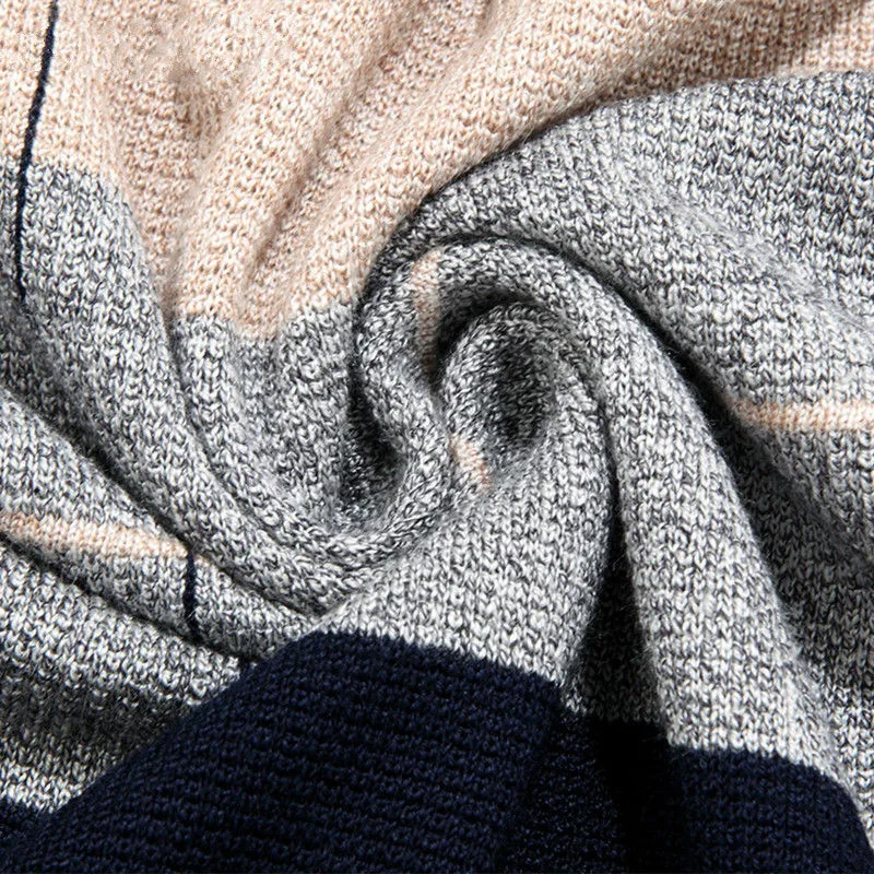 Осенний зимний теплый свитер мужской вязаный кашемировый шерстяной пуловер для мужчин Модный Полосатый мужской пуловер с круглым вырезом размера плюс 66143