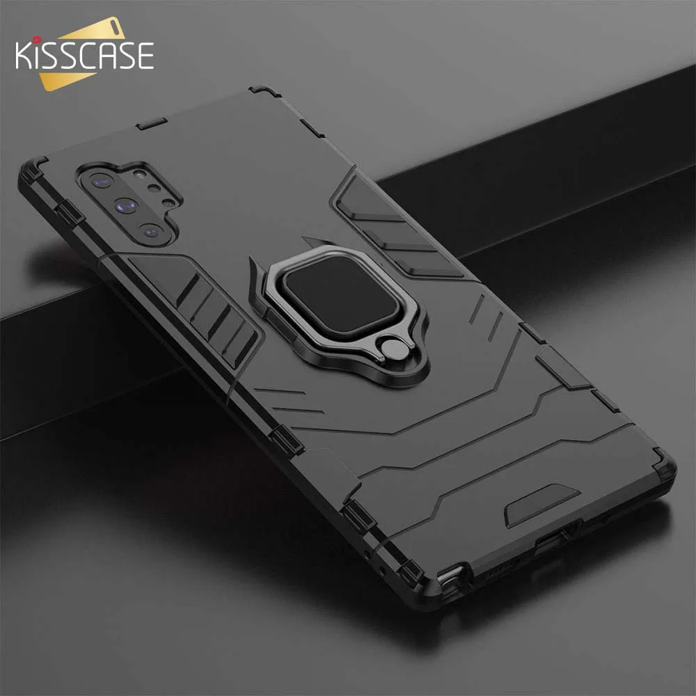 KISSCASE магнитное кольцо Броня чехол для samsung Note10 9 10Pro S9 8 Plus металлический бампер