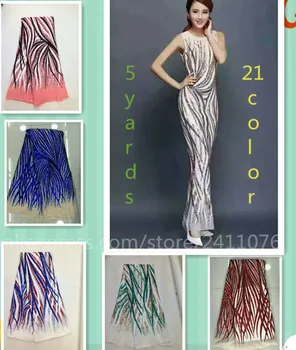 

French Lace Fabric High Class African Laces Fabric Double Organza With Sequins Embroidery For Sewing Beauty Women Dress 59ffd-3