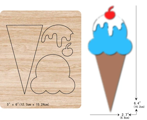 

DIY New ice cream wooden dies cutting dies for scrapbooking Thickness/15.8mm/Multiple sizes /V-279-280-281-282