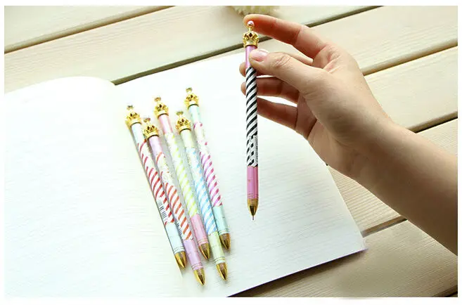 36 шт./лот Kawaii Stripe Crown Дизайн гелевая ручка милые канцелярские подарок гелевая ручка и карандаш офисные и школьные принадлежности G038