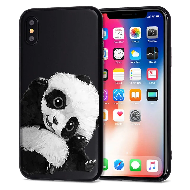 Чехол для iPhone 11 Pro, чехол для iPhone 5, 5S, 6, 6 S, 7, 8 Plus, X, XS, Max, Panda, черный чехол для iPhone 7, чехол из мягкого ТПУ для iPhone XR, чехол