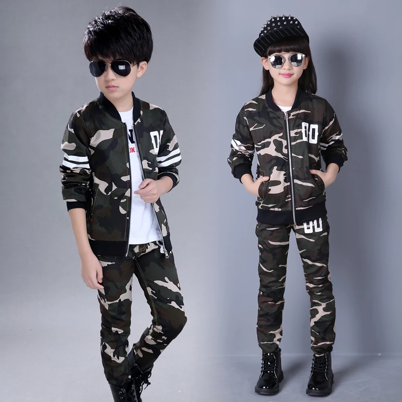 

2 Pieces Sport Girls Boy 2 Pcs Set Winter Camouflage Clothing Kids Cool Costumes Children Autumn Clothing Sets Boys Sportswear