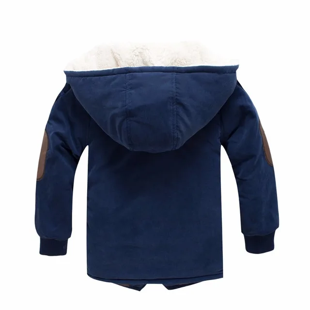 Детская зимняя куртка утепленная Вельветовая теплая Повседневная куртка для мальчиков хлопковая одежда с капюшоном для детей возрастом от 4 до 12 лет