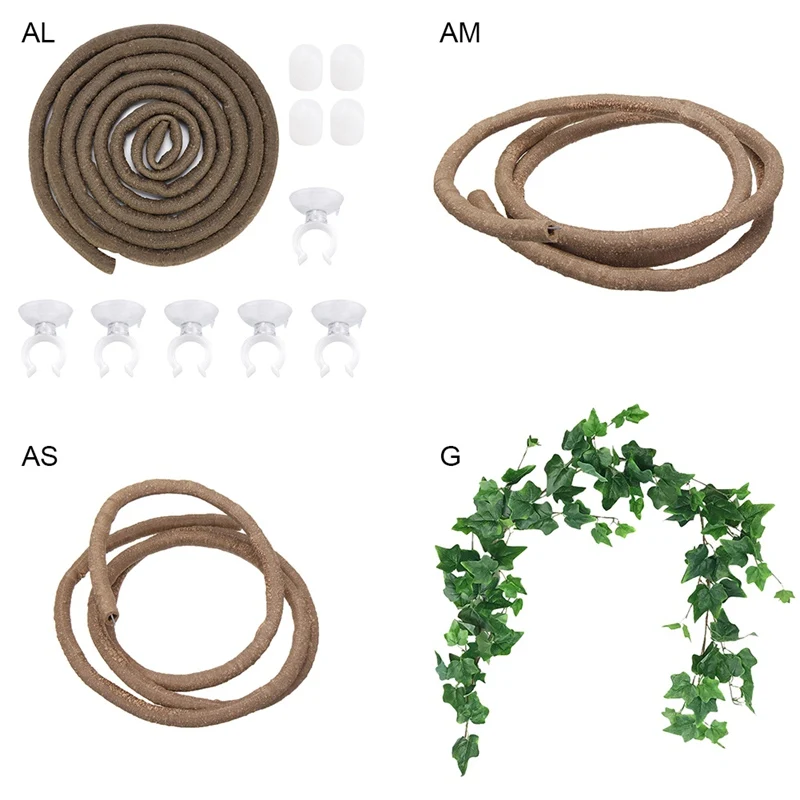 Reptile Vines Habitat Decor Artificial Reptile Climbing Branch With Suction Cups Flexible Jungle Rattan Reptile Terrarium