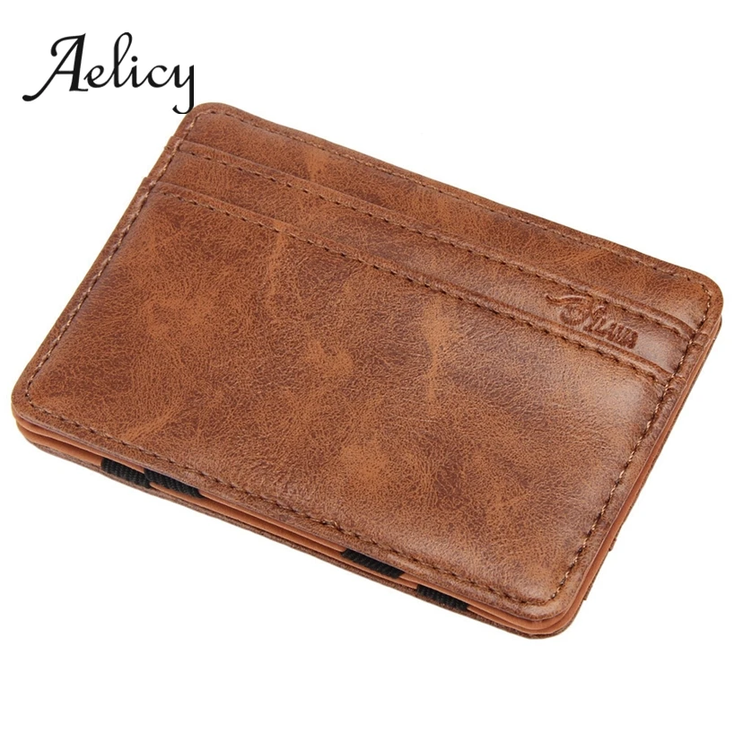 

Aelicy Retro Credit Business Card ID Name Card Holder Package Men PU Leather Slim Thin Small Male Wallet