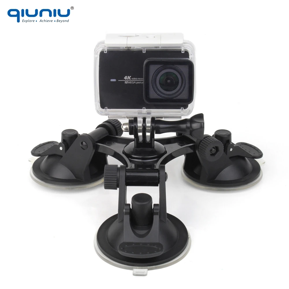 Держатель QINNIU на 3 присоске с тройным вакуумным креплением для GoPro Hero 7 6 5 4 2018 SJCAM