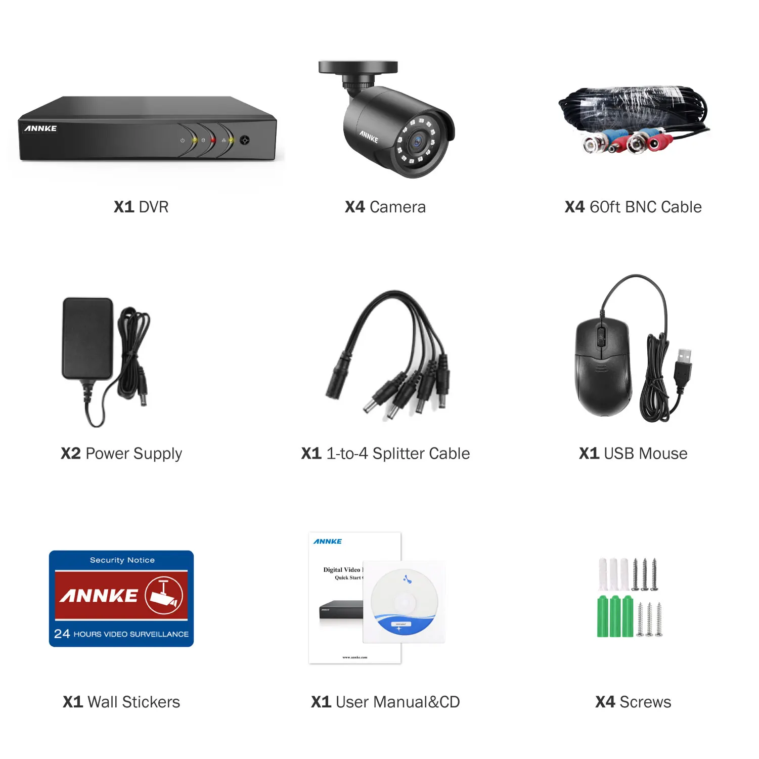 ANNKE 1080P Lite 4CH/8CH 5в1 H.264 + DVR система видеонаблюдения 4X Смарт ИК Пуля наружные