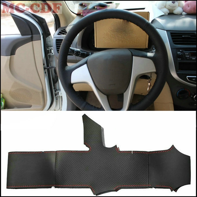 

Car Styling Artificial Leather Car Steering Wheel Cover for Hyundai Solaris Verna i20 2008-2012