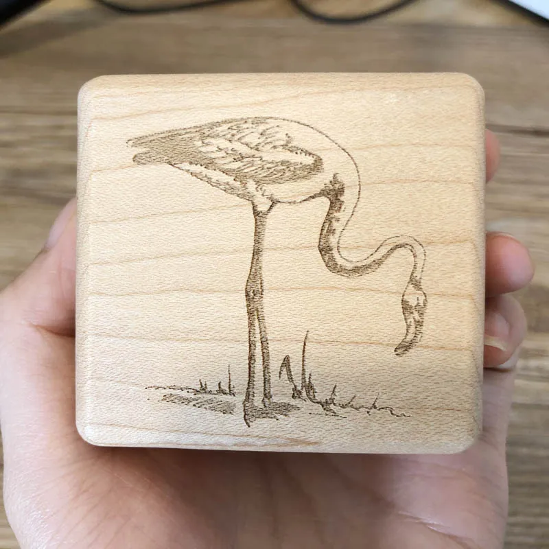 Натуральное дерево, ручной работы музыкальная шкатулка индивидуально сделанный подарок Фламинго ручная кривошипная музыкальная шкатулка специальный подарок