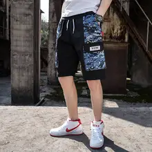 Мужские панк рок хип хоп Шорты Ленты хип хоп карго шорты мужские s черная Повседневная Уличная одежда эластичные шорты с множеством карманов